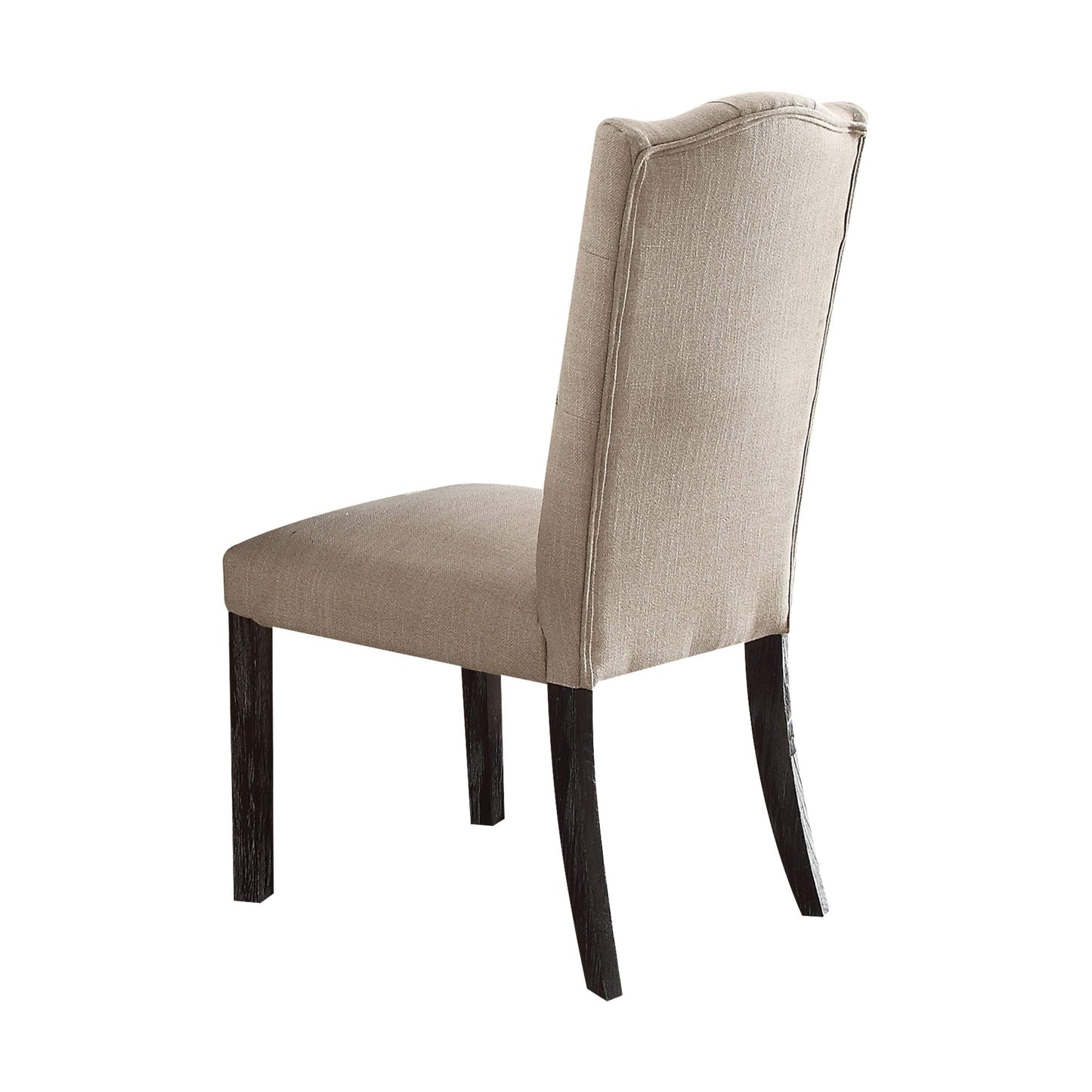 T & J Home Trends ACME Gerardo Side Chair (Set-2) in Beige Linen & Weathered Espresso 60822