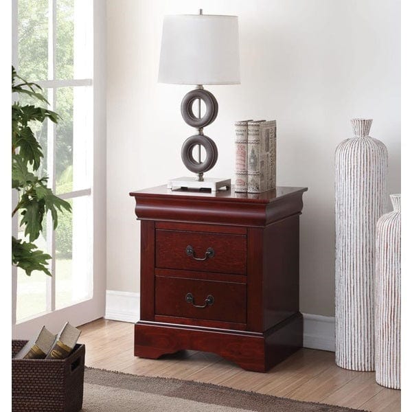 T & J Home Trends ACME Louis Philippe III Nightstand in Cherry 19523