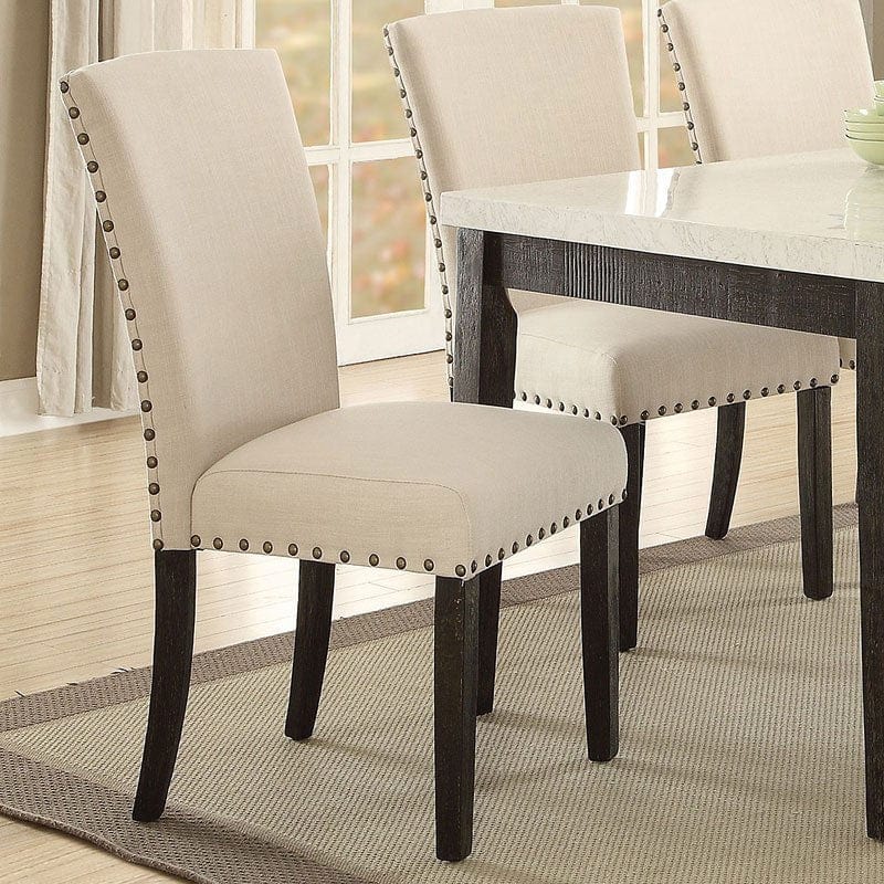 T & J Home Trends ACME Nolan Side Chair (Set-2) in Linen & Salvage Dark Oak 72852