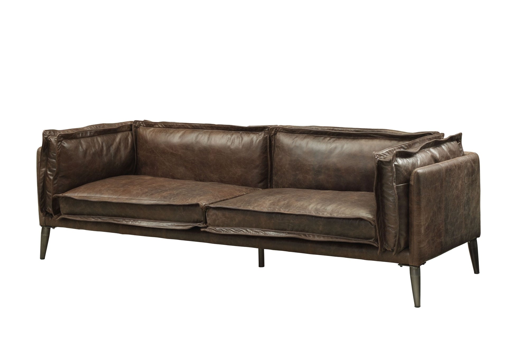 T & J Home Trends ACME Porchester Loveseat in Distress Chocolate Top Grain Leather 52481