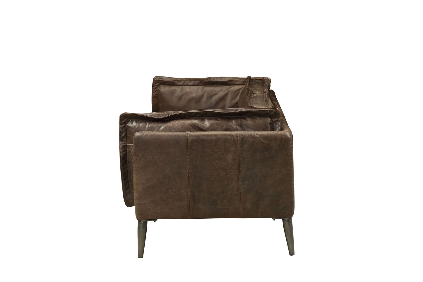 T & J Home Trends ACME Porchester Loveseat in Distress Chocolate Top Grain Leather 52481