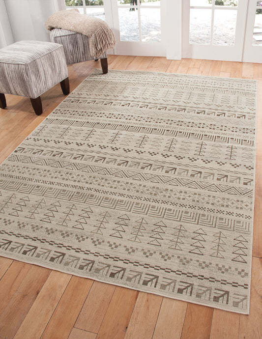 T & J Home Trends AmbIvory, Brown, and Natural Area Rug 5x8