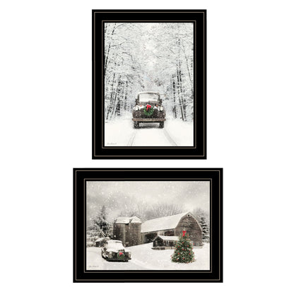 T & J Home Trends "Antique Christmas" 2-Piece Vignette by Lori Deiter, Black Frame