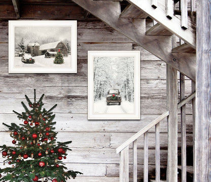 T & J Home Trends "Antique Christmas" 2-Piece Vignette by Lori Deiter, White Frame