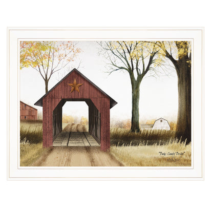 T & J Home Trends "Buck County Bridge" by Billy Jacobs, Ready to Hang Framed Print, White Frame