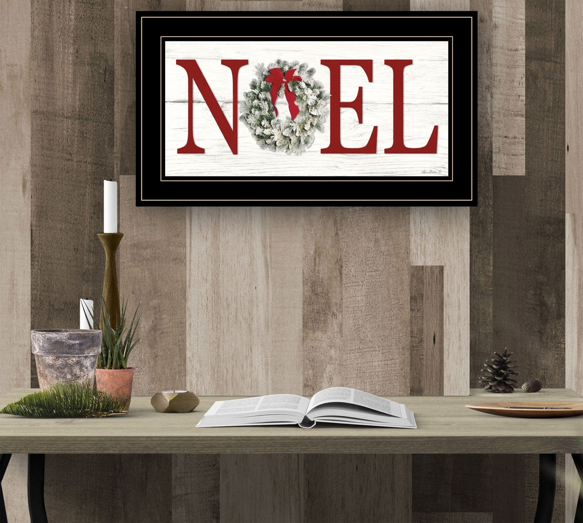 T & J Home Trends "Christmas Noel" by Lori Deiter, Ready to Hang Framed Print, Black Frame