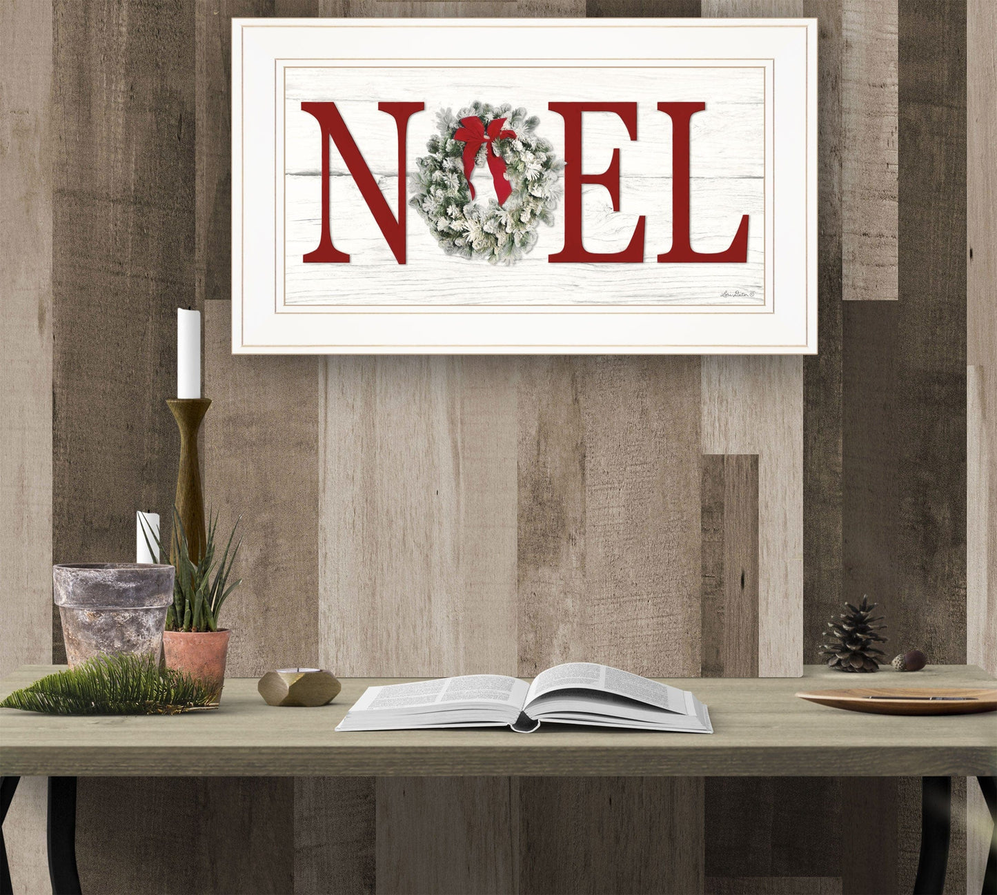 T & J Home Trends "Christmas Noel" by Lori Deiter, Ready to Hang Framed Print, White Frame