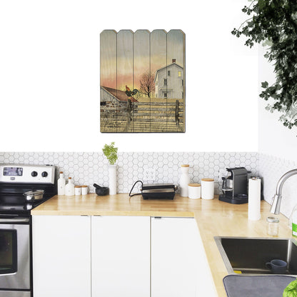 T & J Home Trends "Early Riser" by Billy Jacobs, Printed Wall Art on a Wood Picket Fence