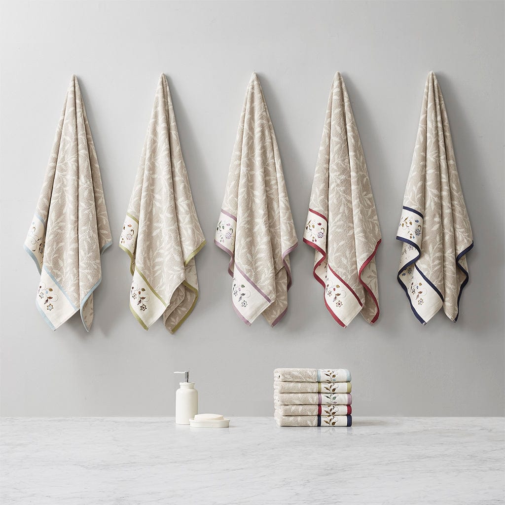 T & J Home Trends Embroidered Cotton Jacquard 6 Piece Towel Set