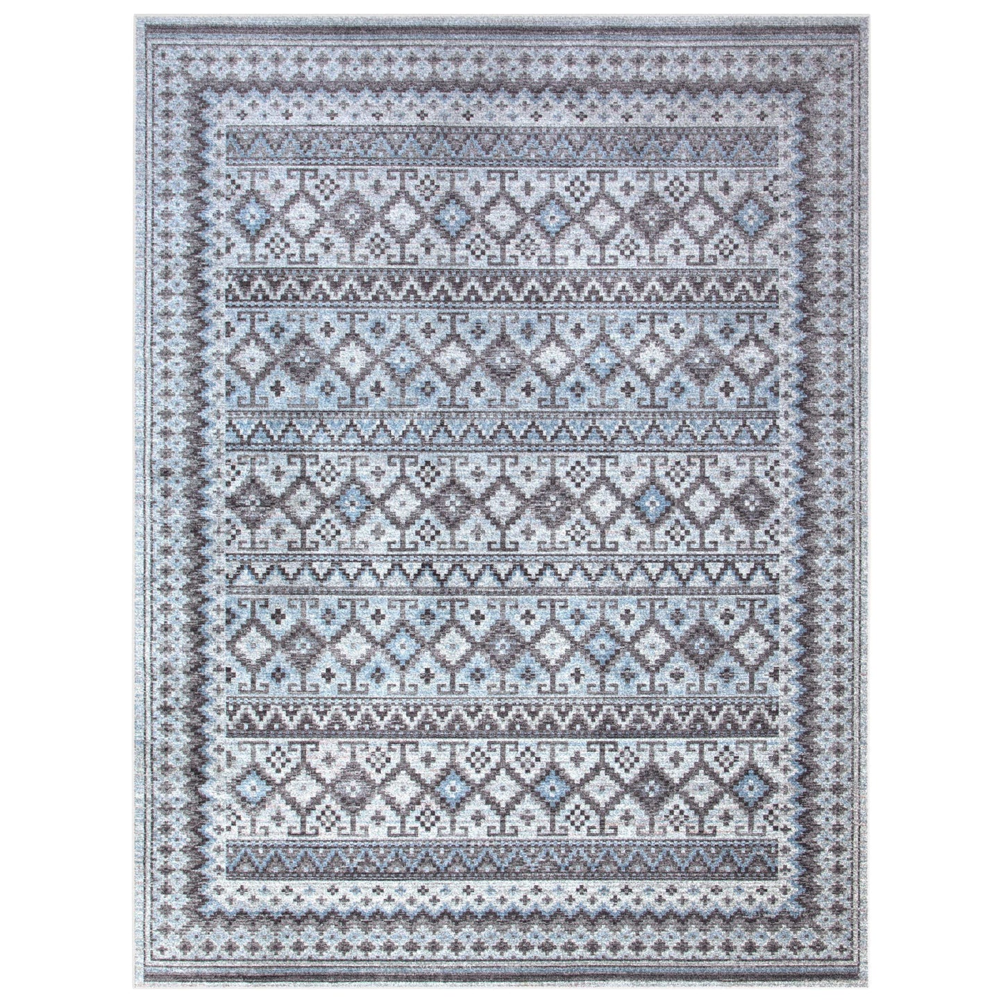 T & J Home Trends Fallon Blue/Charcoal/Grey/Ivory Area Rug 8x10