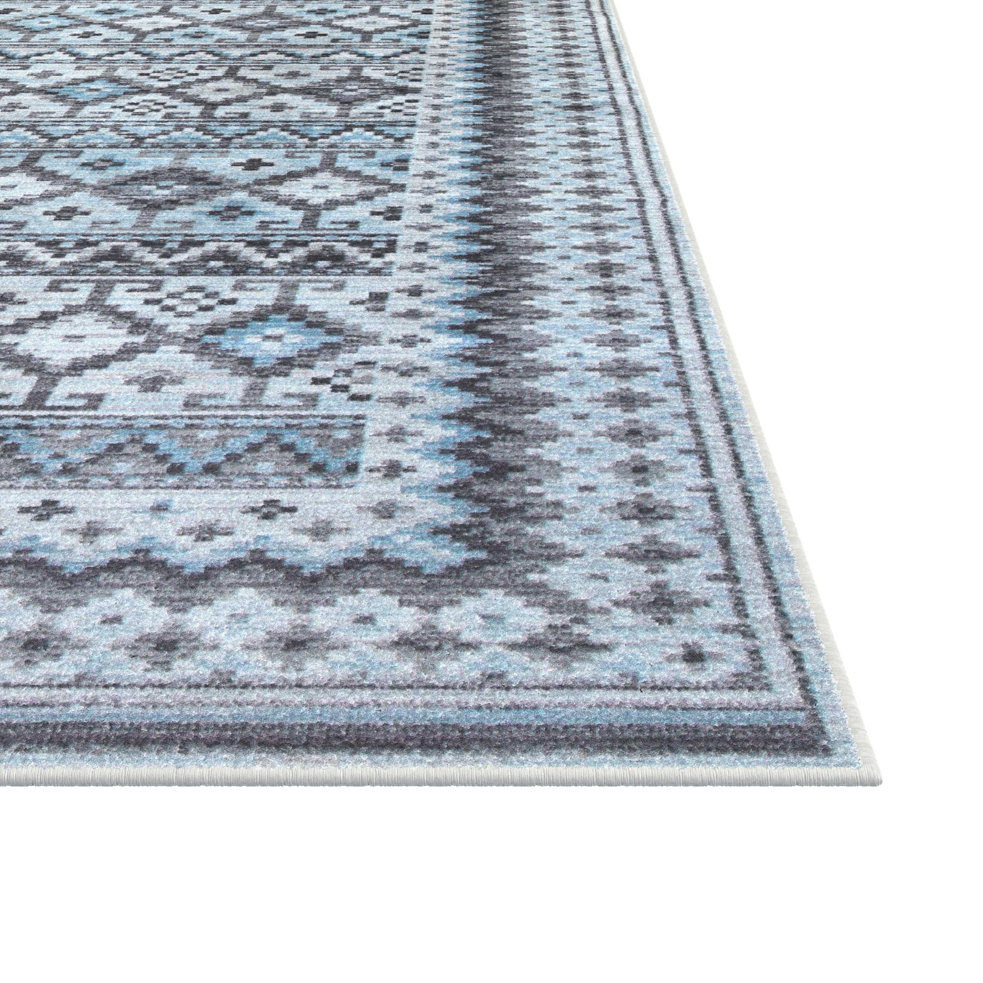 T & J Home Trends Fallon Blue/Charcoal/Grey/Ivory Area Rug 8x10