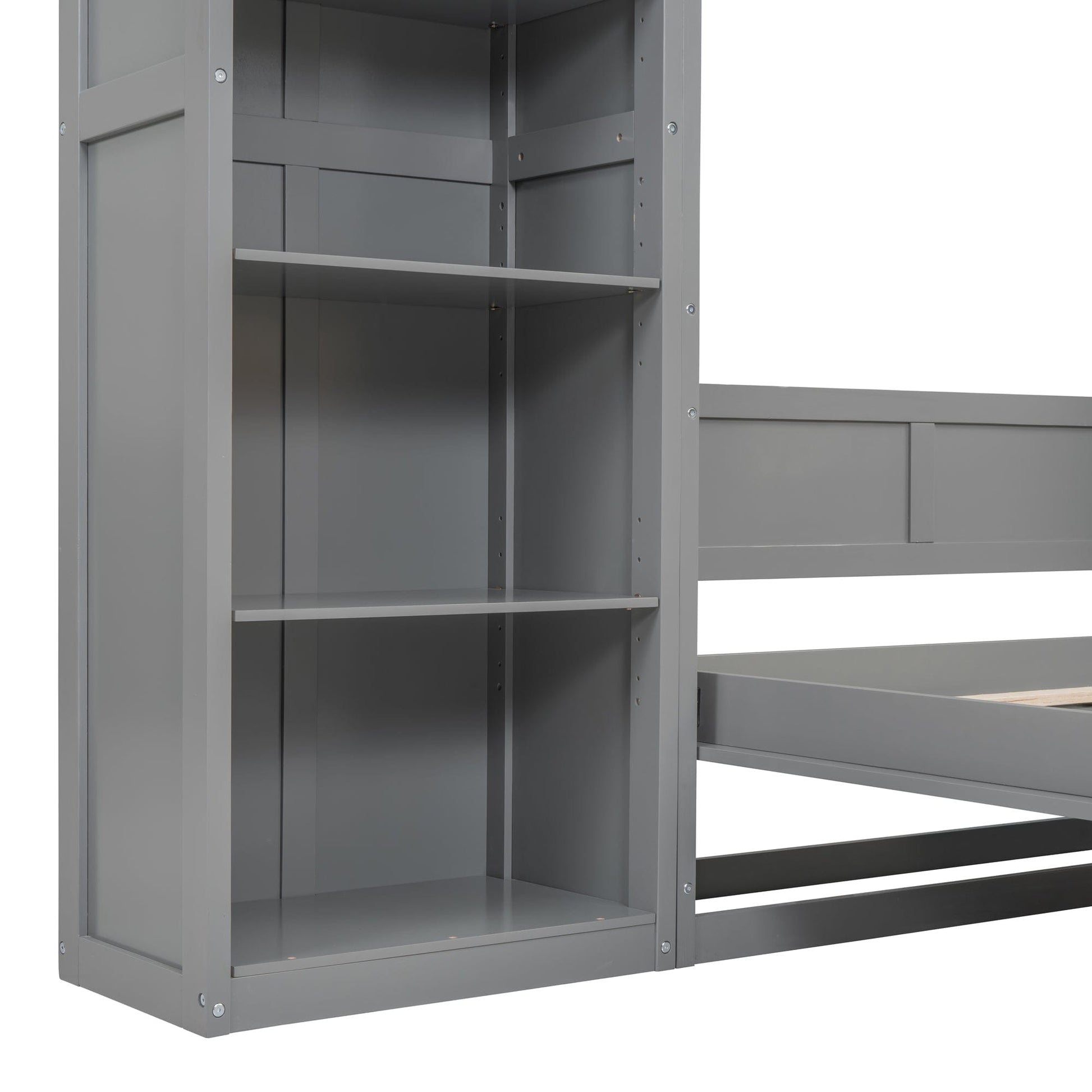 T & J Home Trends Full Size Murphy Bed Wall Bed with Shelves,Gray