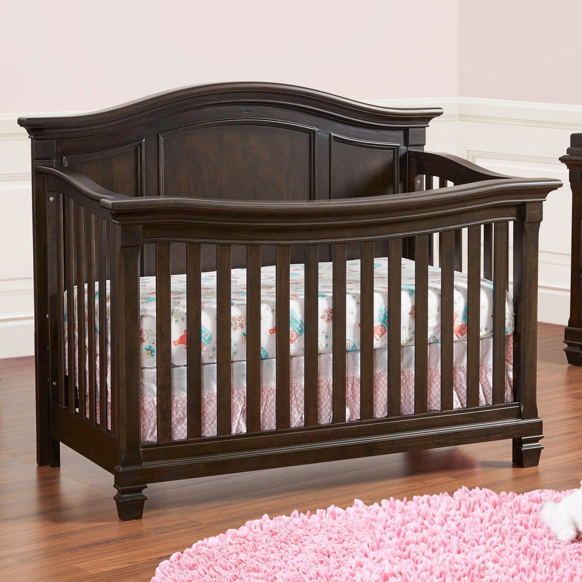 T & J Home Trends Glendale 4-in-1 Convertible Crib Charcoal Brown