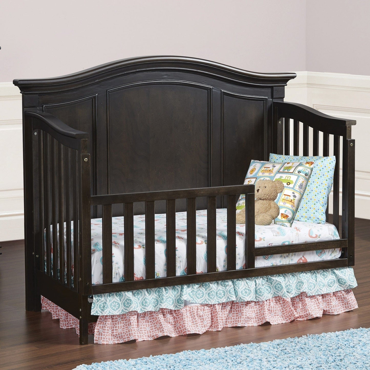 T & J Home Trends Glendale 4-in-1 Convertible Crib Charcoal Brown