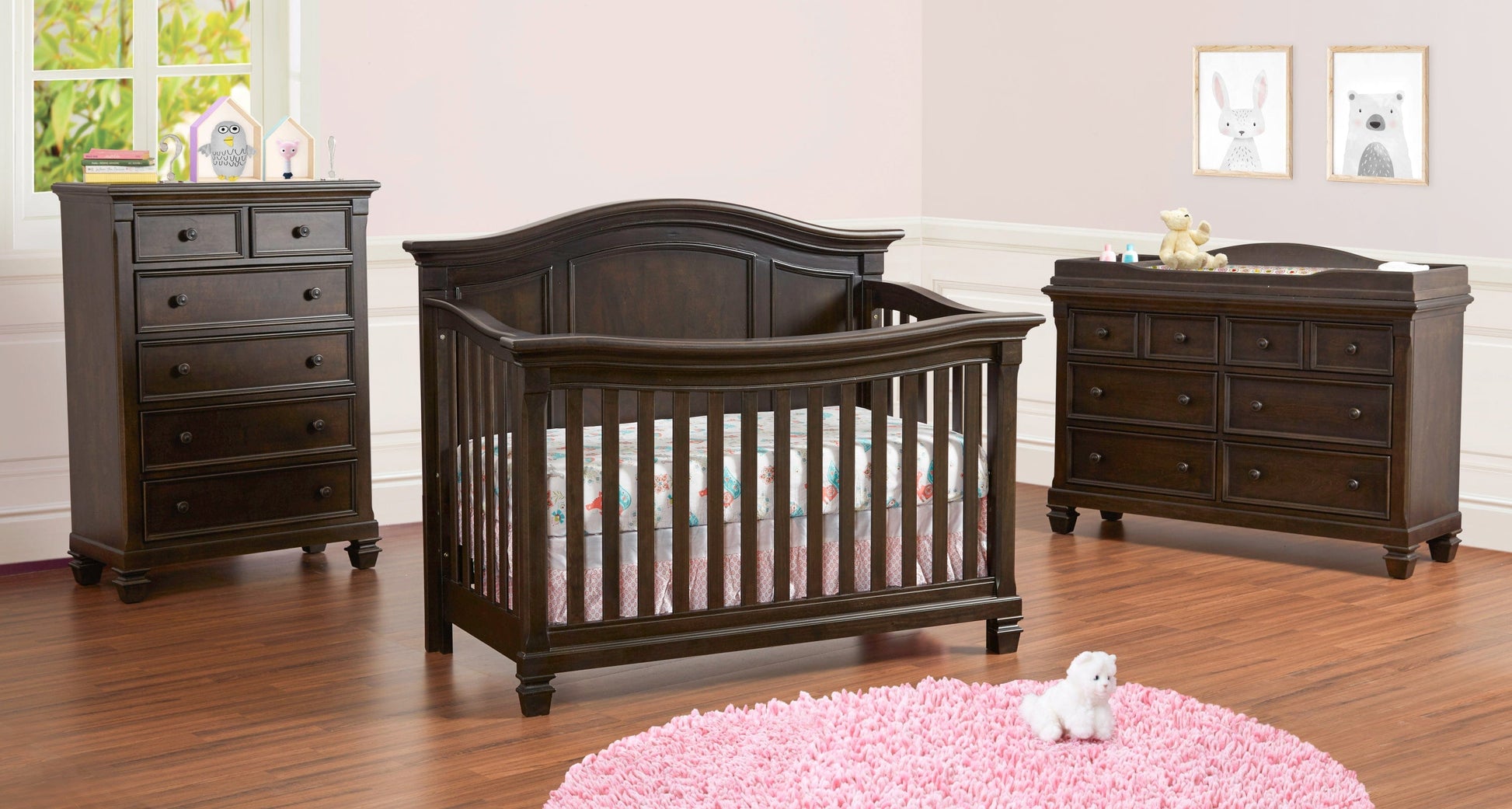 T & J Home Trends Glendale 4-in-1 Convertible Crib Charcoal Brown