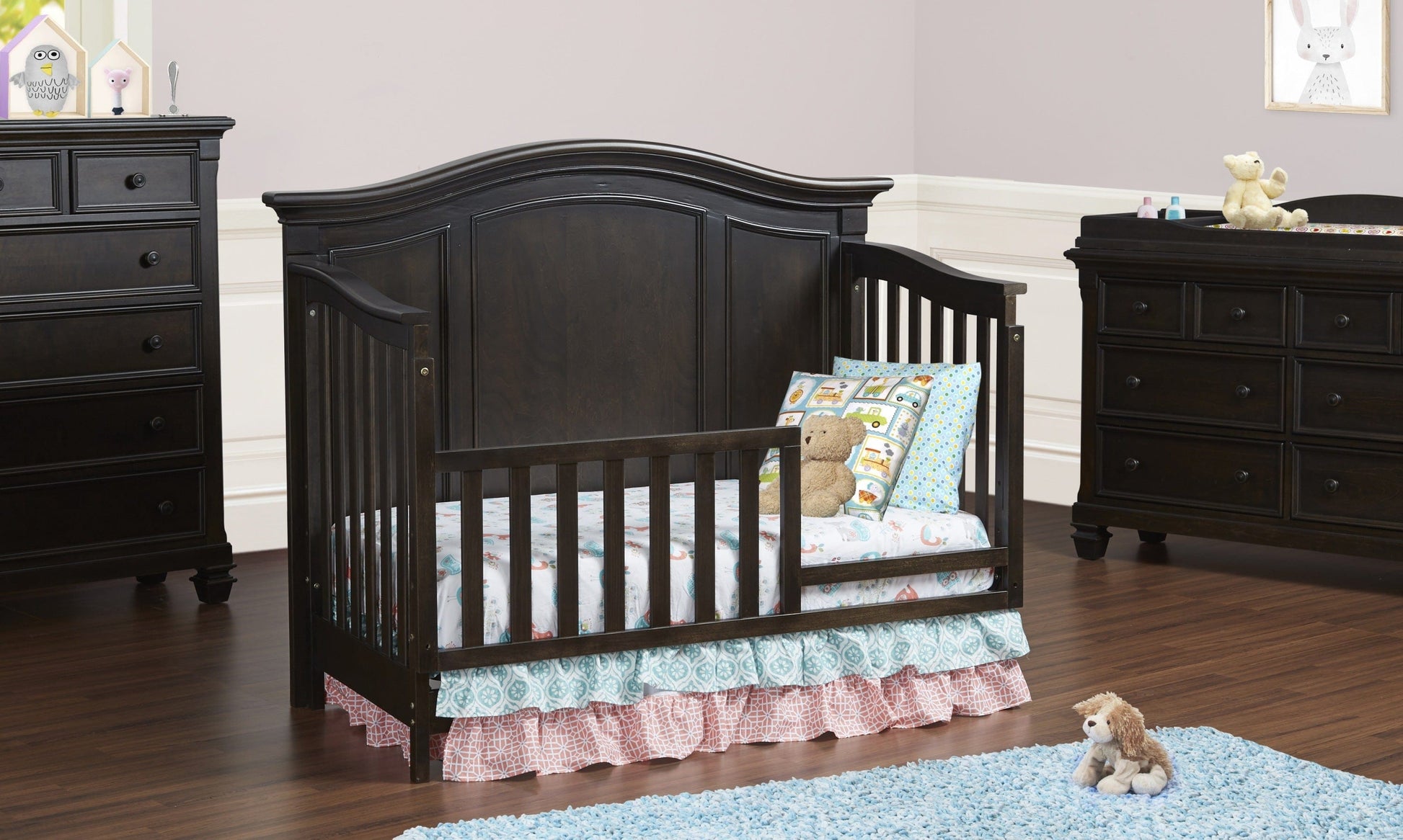 T & J Home Trends Glendale 4-in-1 Convertible Crib Charcoal Brown