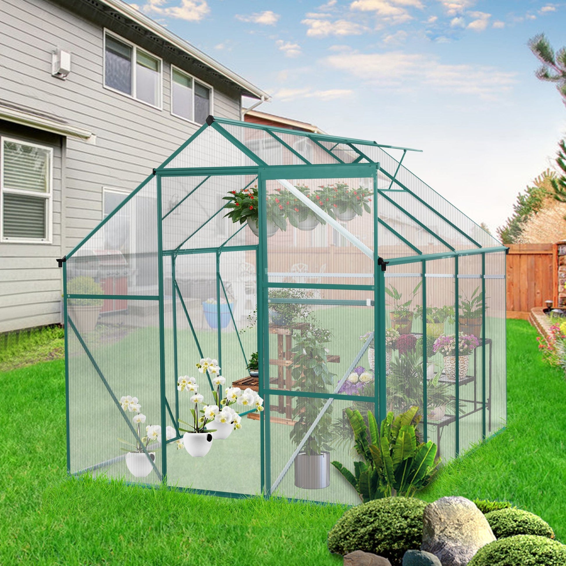 T & J Home Trends Green-6 x 8 FT Outdoor Patio Greenhouse