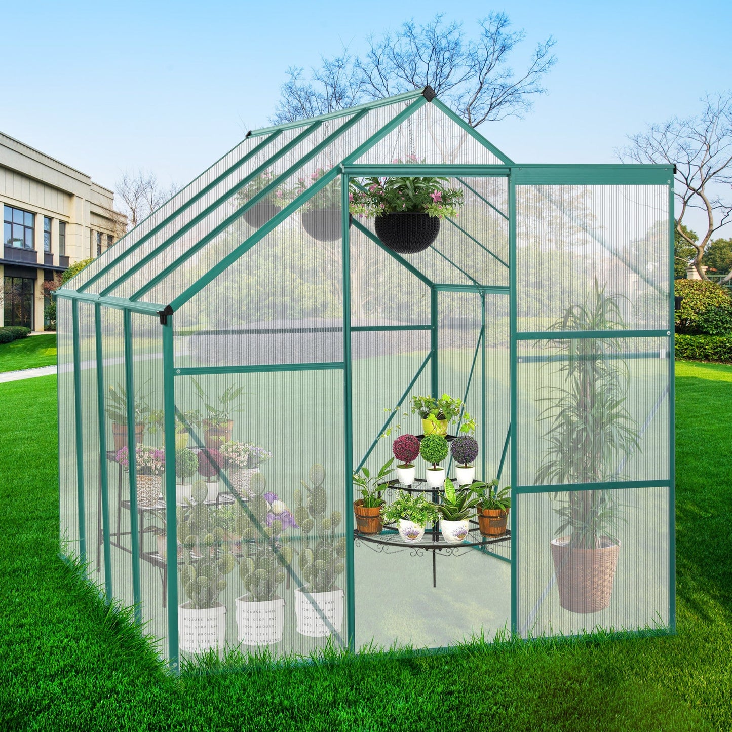 T & J Home Trends Green-6 x 8 FT Outdoor Patio Greenhouse