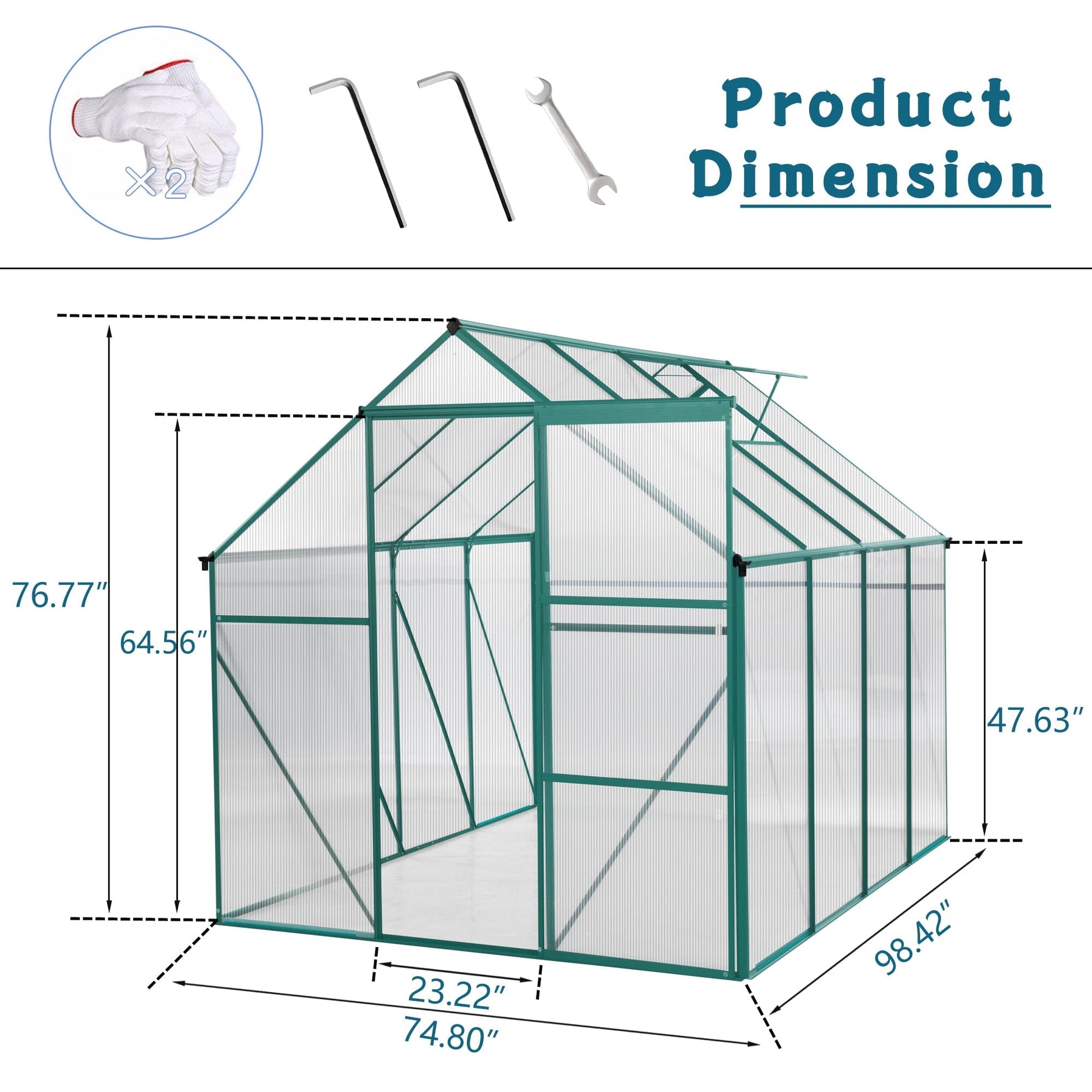 T & J Home Trends Green-6 x 8 FT Outdoor Patio Greenhouse