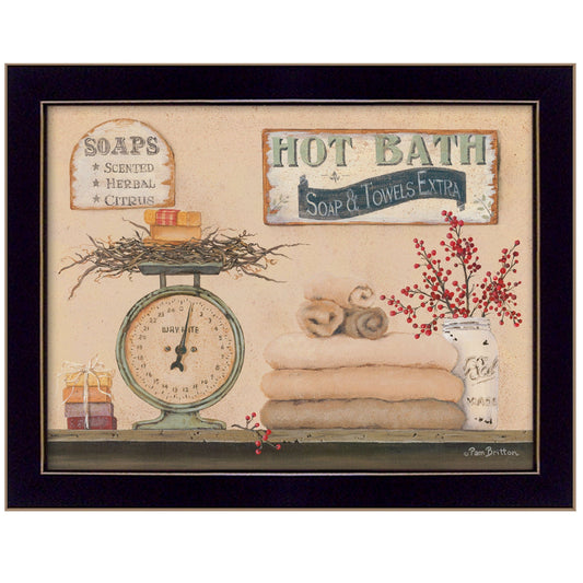 T & J Home Trends "Hot Bath" By Pam Britton, Printed Wall Art, Ready To Hang Framed Poster, Black Frame