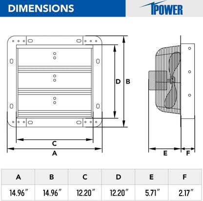 T & J Home Trends iPower 12 Inch Shutter Exhaust Fan Aluminum High Speed 1620RPM, 940 CFM, 2-PACK, Silver