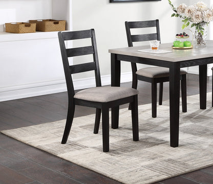 T & J Home Trends Kitchen and Dining Sets Classic 5-Piece Dining Set - Stylish Black Finish, Cushioned Seats & Ladder Back Chairs - Kitchen Dinette Set