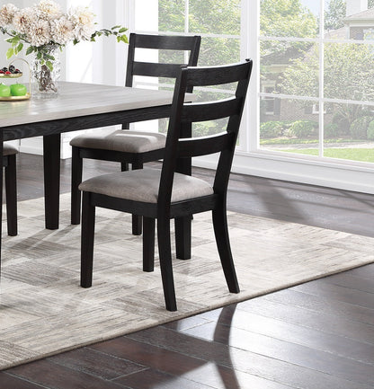 T & J Home Trends Kitchen and Dining Sets Classic 5-Piece Dining Set - Stylish Black Finish, Cushioned Seats & Ladder Back Chairs - Kitchen Dinette Set