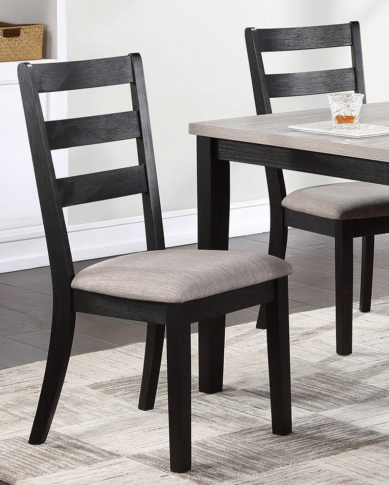 T & J Home Trends Kitchen and Dining Sets Classic 5-Piece Dining Set - Stylish Black Finish, Cushioned Seats & Ladder Back Chairs - Kitchen Dinette Set