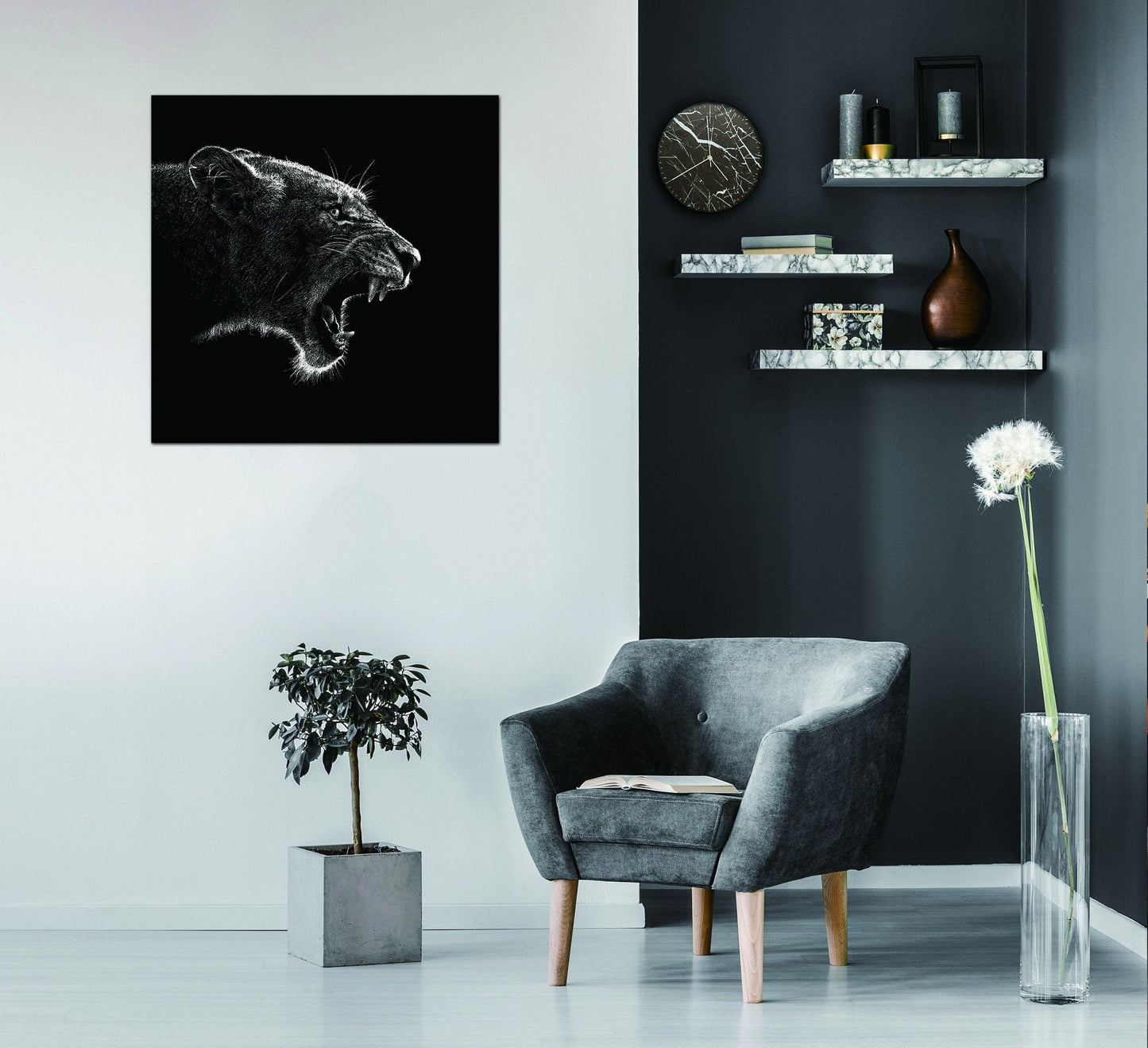 T & J Home Trends Oppidan Home "Roaring Lioness" Acrylic Wall Art (40"H x 40"W)