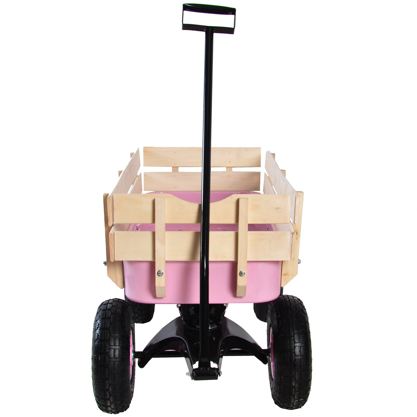 T & J Home Trends Outdoor Wagon All Terrain Pulling w/Wood Railing Air Tires Children Kid Garden