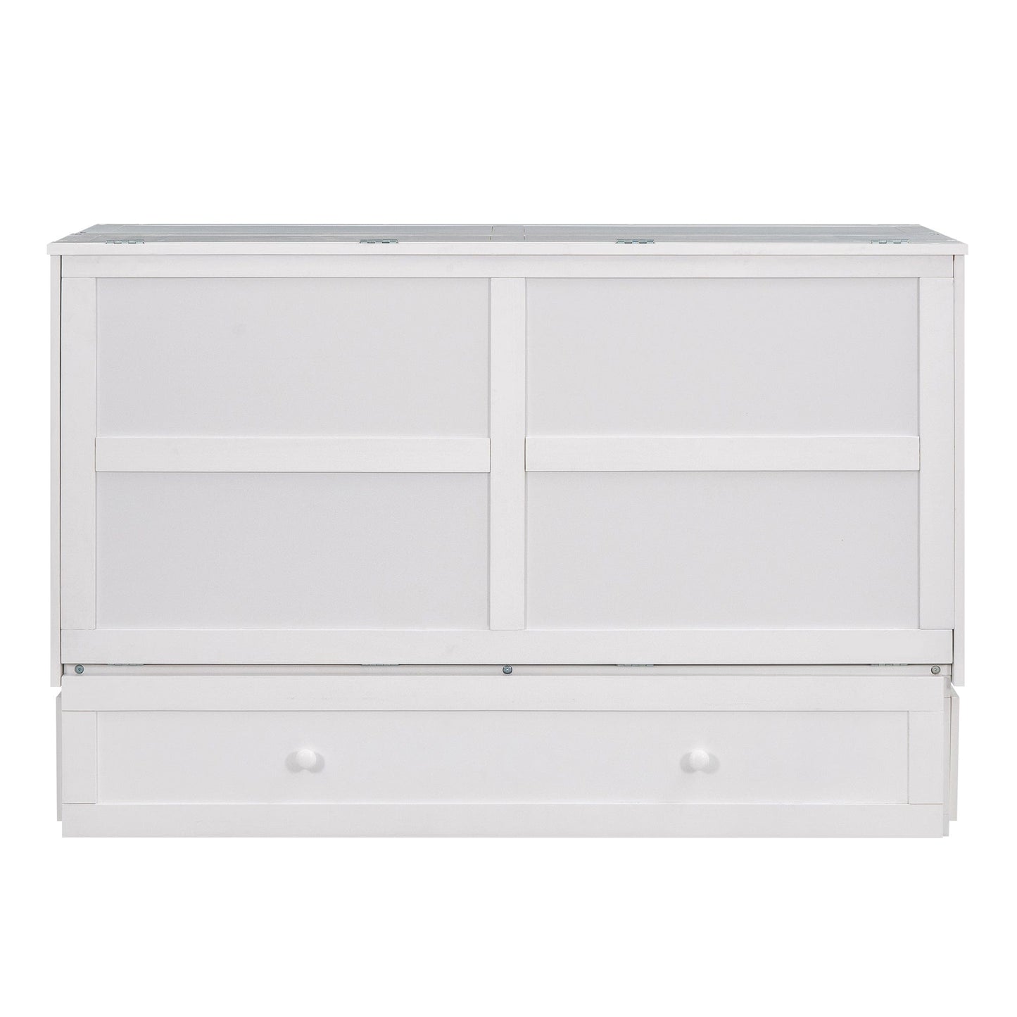 T & J Home Trends Queen Size Mobile Murphy Bed with Drawer and Little Shelves on Each Side,White