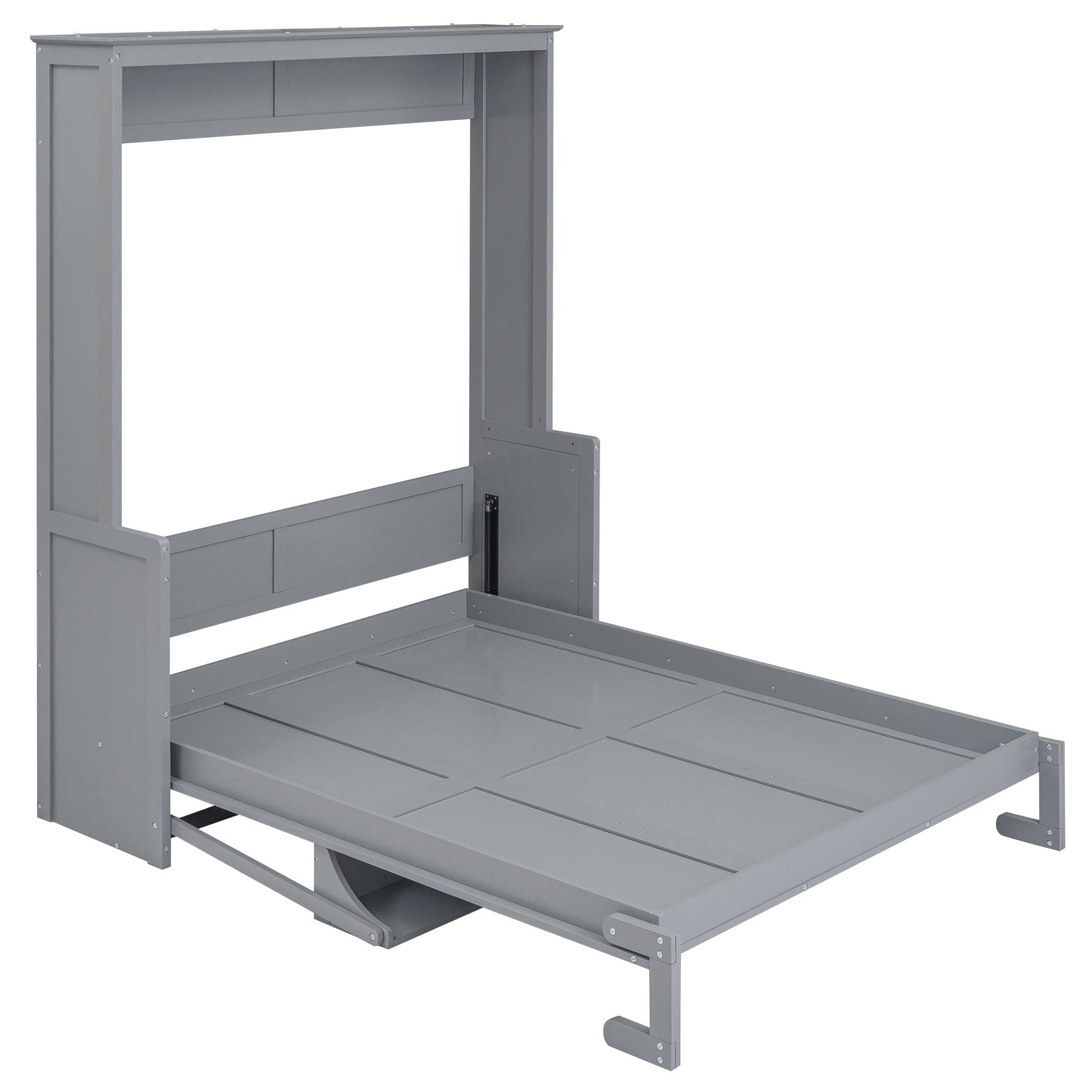 T & J Home Trends Queen Size Murphy Bed with a Shelf, Gray