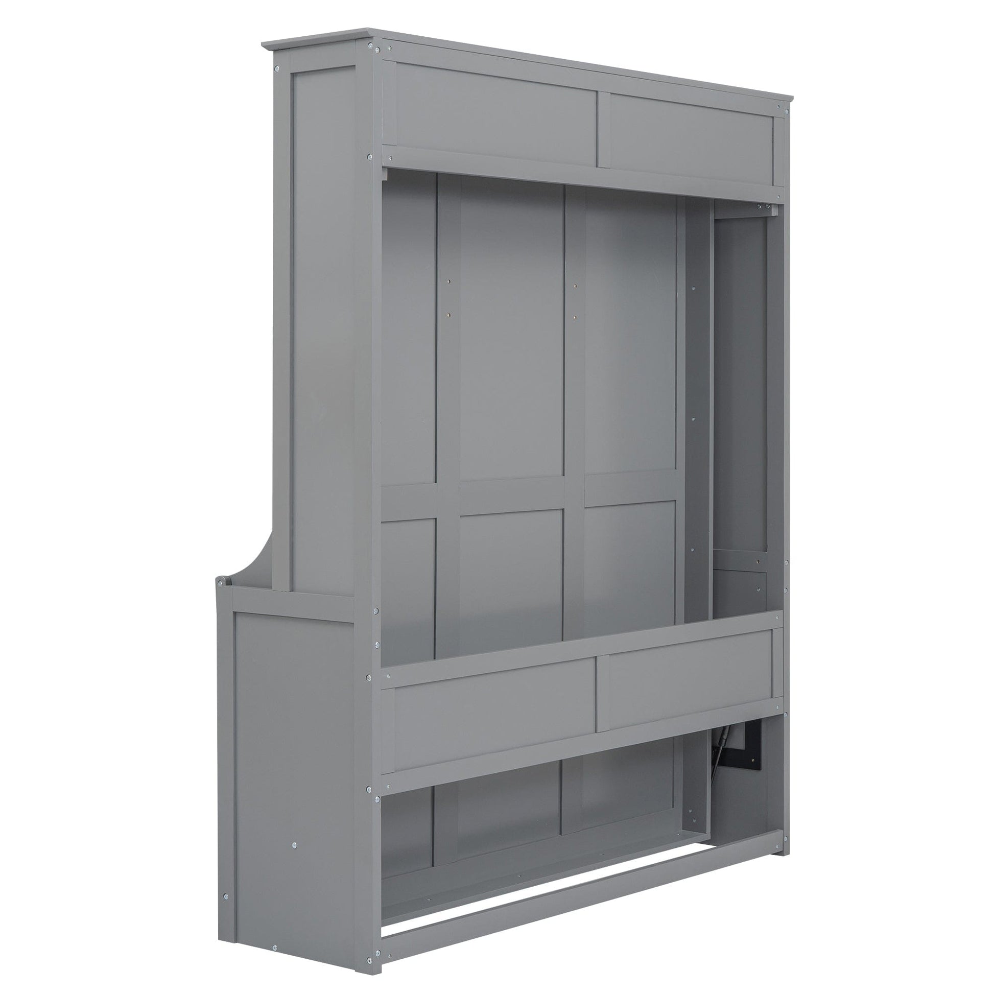 T & J Home Trends Queen Size Murphy Bed with a Shelf, Gray