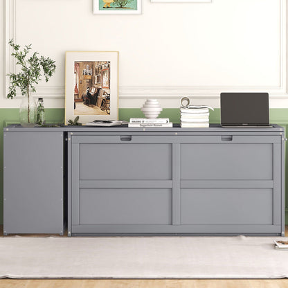 T & J Home Trends Queen Size Murphy Bed with Rotable Desk, Gray