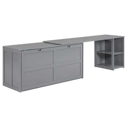 T & J Home Trends Queen Size Murphy Bed with Rotable Desk, Gray