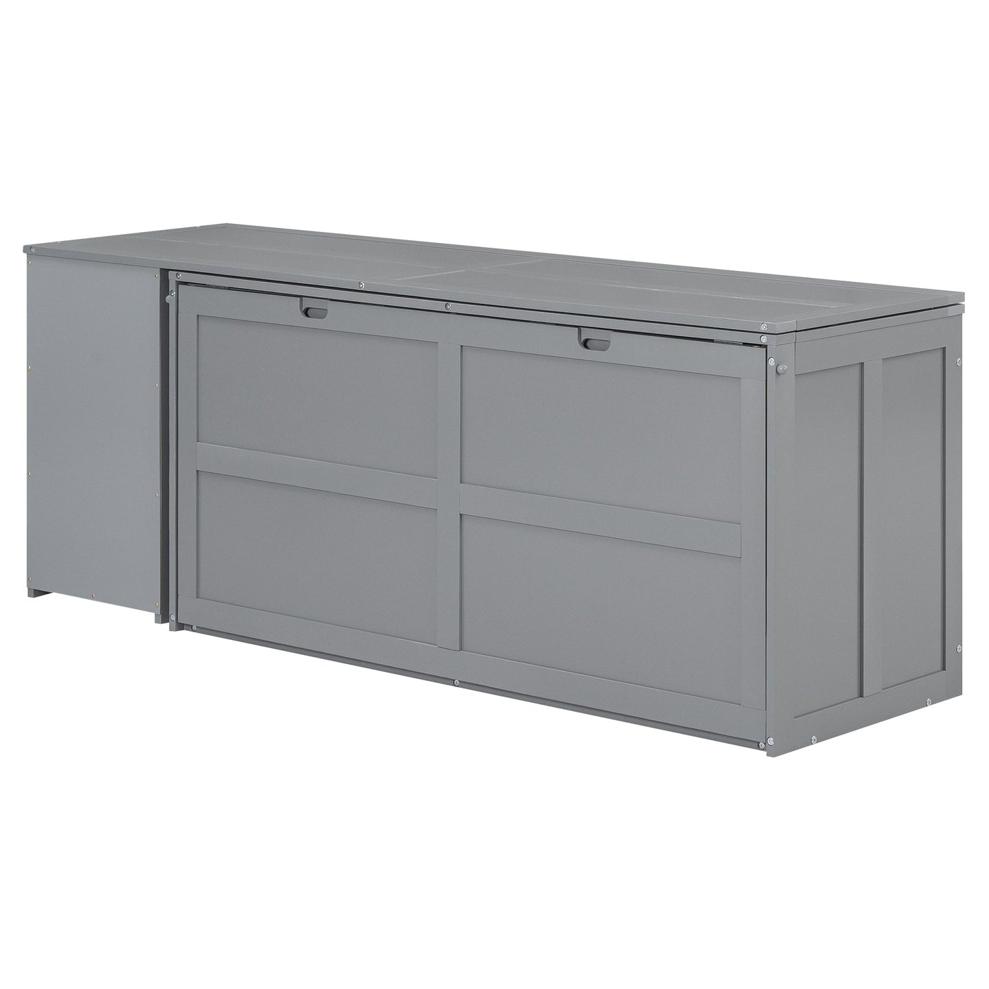 T & J Home Trends Queen Size Murphy Bed with Rotable Desk, Gray