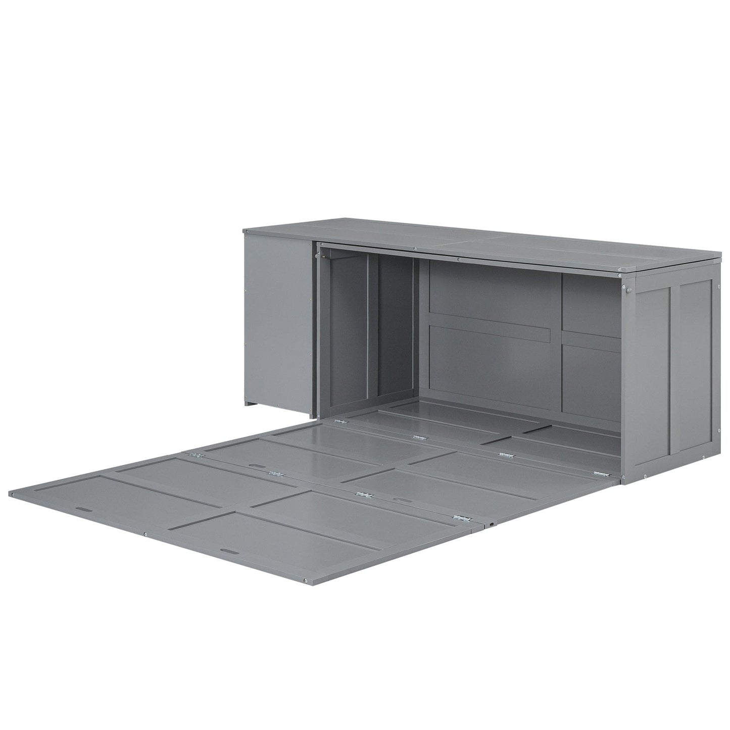 T & J Home Trends Queen Size Murphy Bed with Rotable Desk, Gray