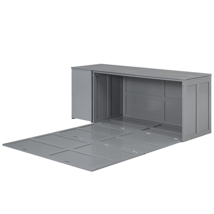 T & J Home Trends Queen Size Murphy Bed with Rotable Desk, Gray