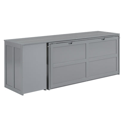 T & J Home Trends Queen Size Murphy Bed with Rotable Desk, Gray