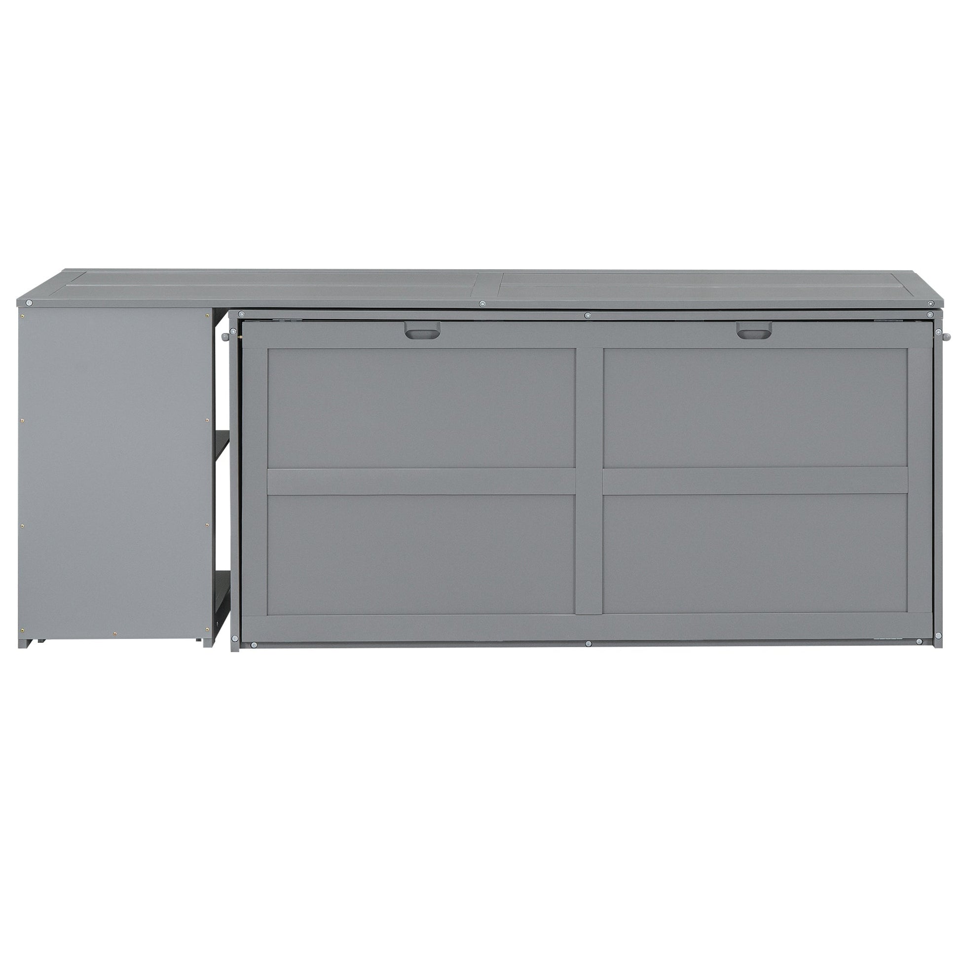 T & J Home Trends Queen Size Murphy Bed with Rotable Desk, Gray