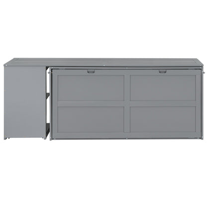 T & J Home Trends Queen Size Murphy Bed with Rotable Desk, Gray