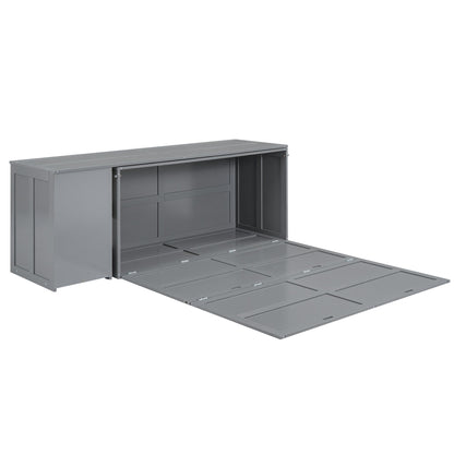 T & J Home Trends Queen Size Murphy Bed with Rotable Desk, Gray