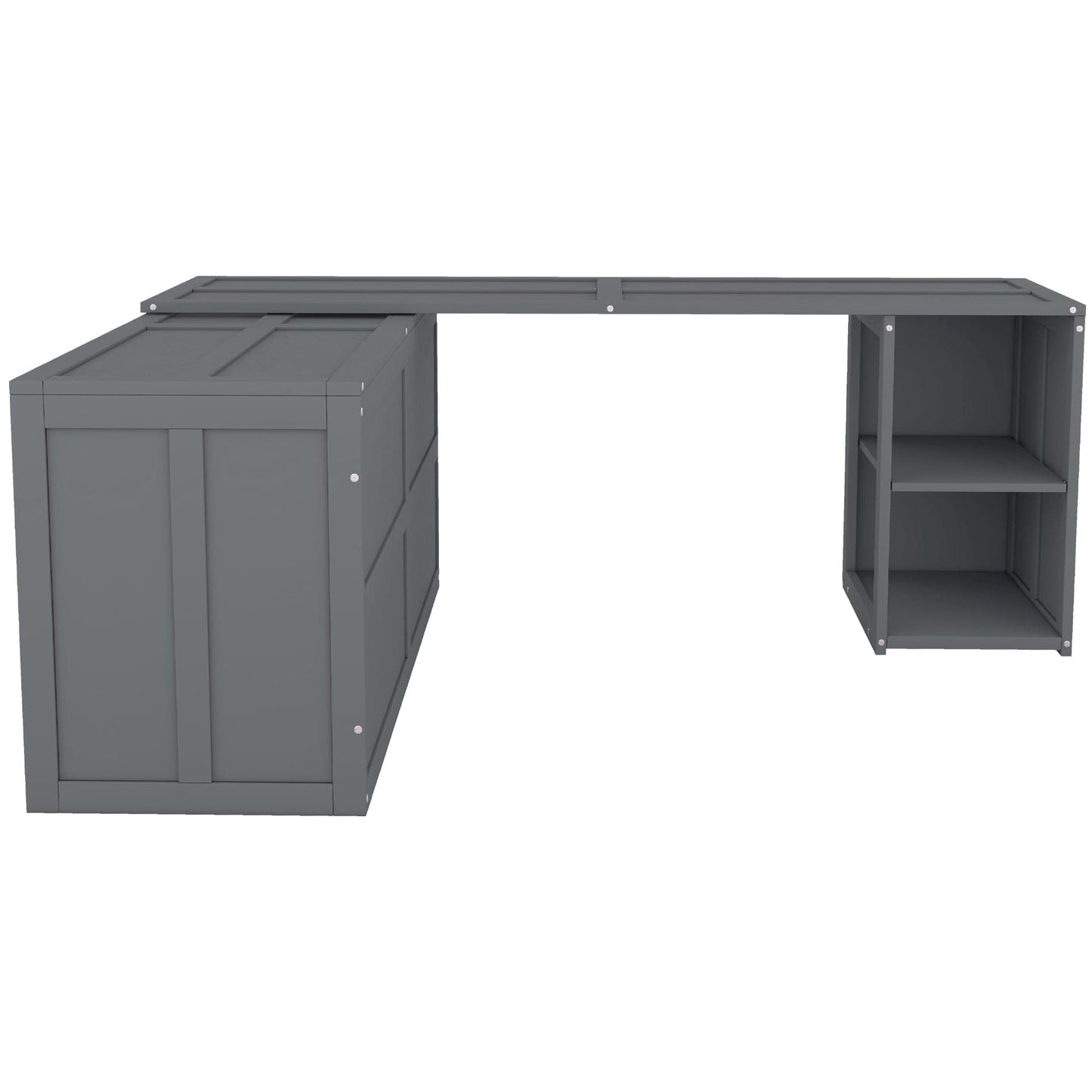 T & J Home Trends Queen Size Murphy Bed with Rotable Desk, Gray