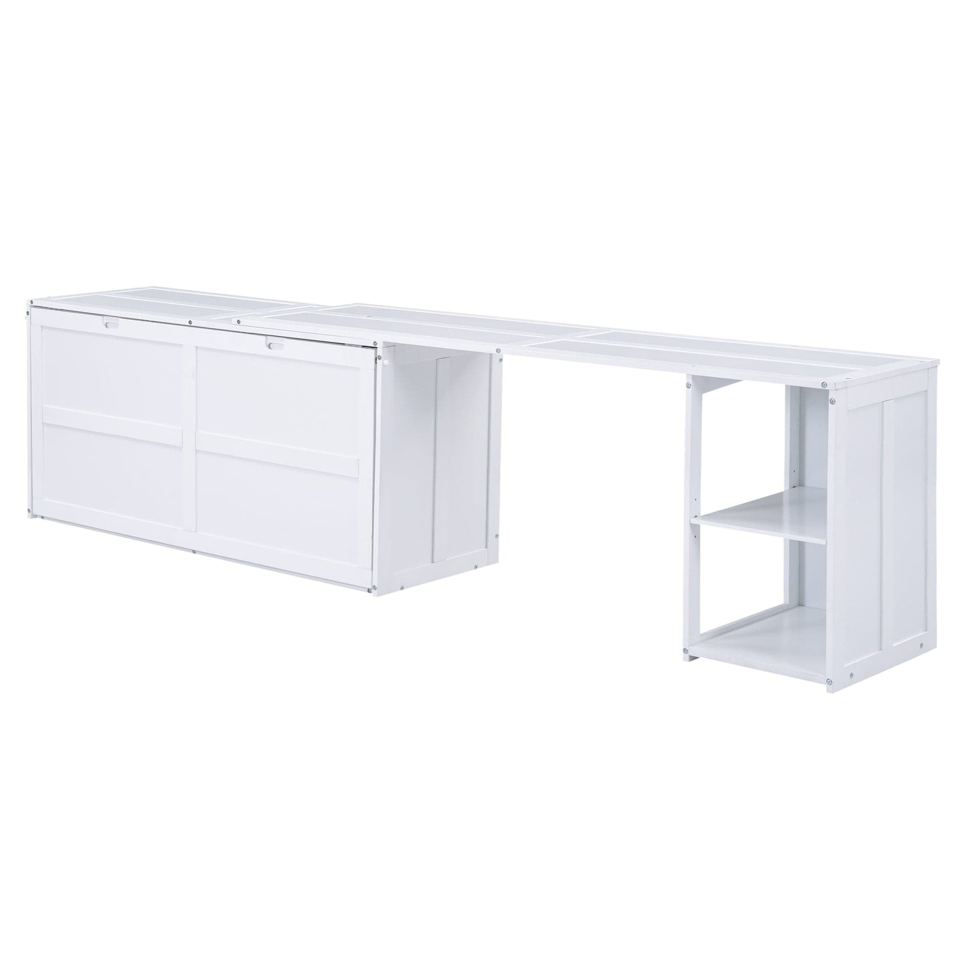 T & J Home Trends Queen Size Murphy Bed with Rotable Desk, White