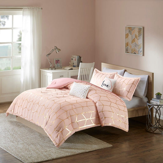 T & J Home Trends Raina Metallic Printed Comforter Set