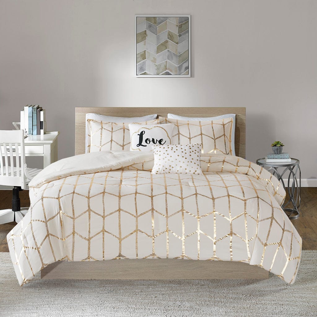 T & J Home Trends Raina Metallic Printed Comforter Set