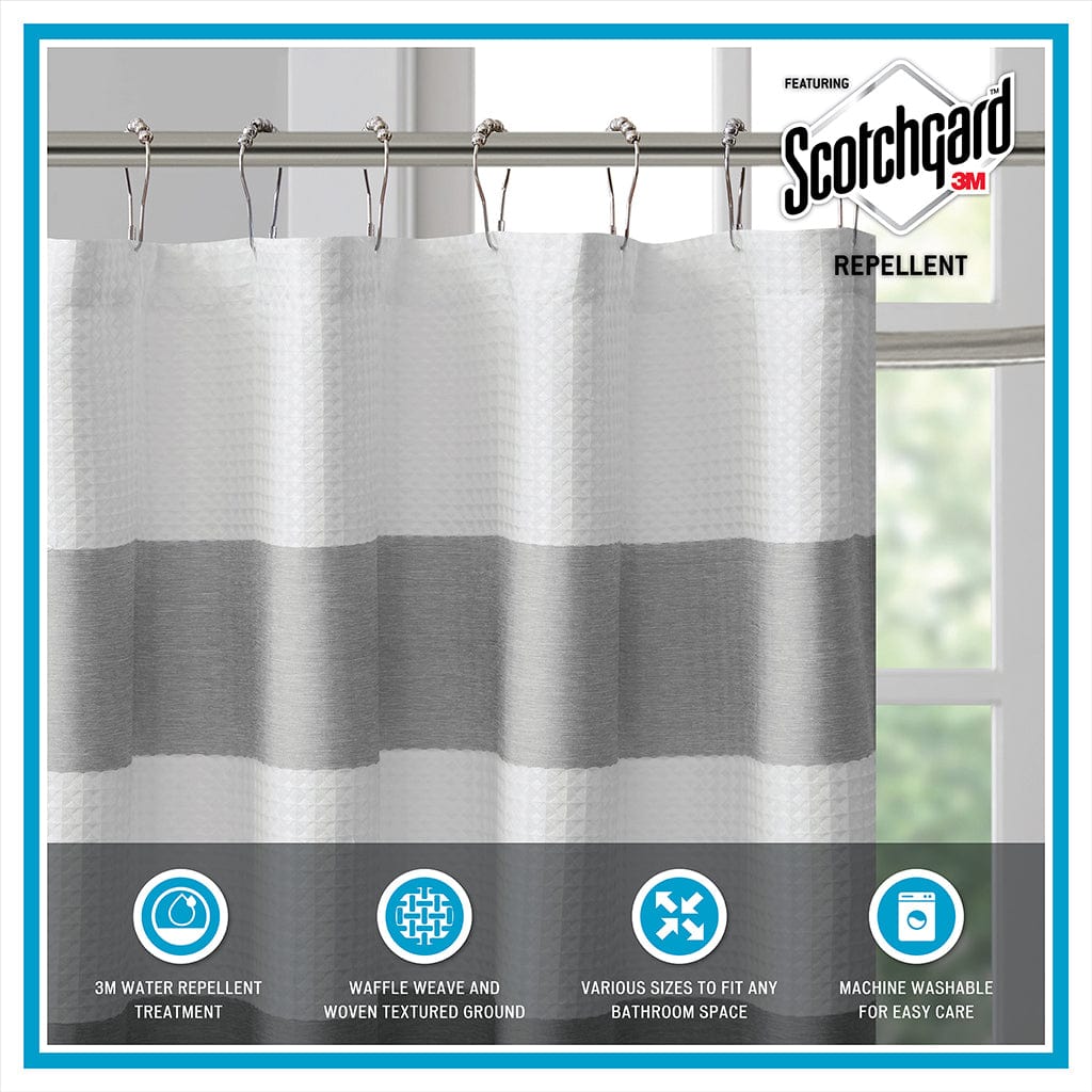 T & J Home Trends Spa Waffle Shower Curtain with 3M Treatment