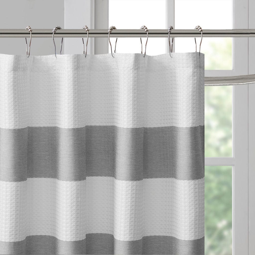 T & J Home Trends Spa Waffle Shower Curtain with 3M Treatment