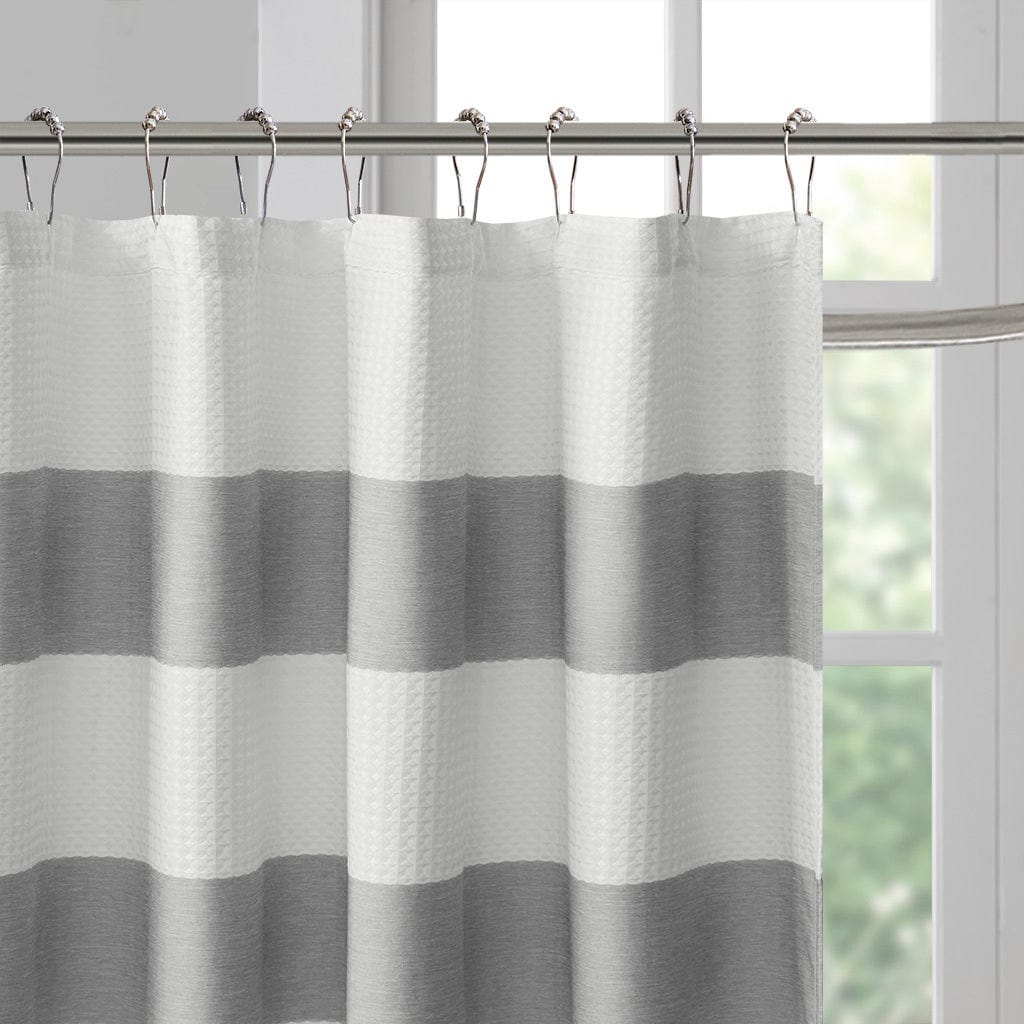 T & J Home Trends Spa Waffle Shower Curtain with 3M Treatment