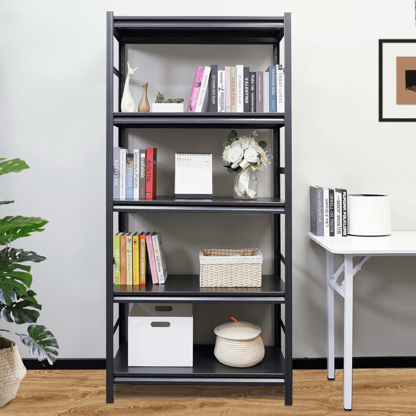 T & J Home Trends Storage Shelves  5 Tier Heavy Duty Metal Shelving Unit Adjustable Shelving Units and Storage Rack Kitchen Garage Shelf H63 * W31.5 * D15.8